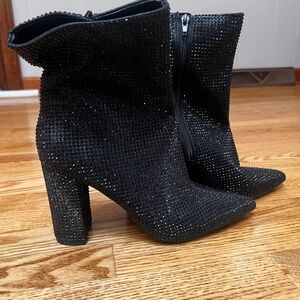 Mix No. 6 Black Heeled Boots with Sparkly Texture